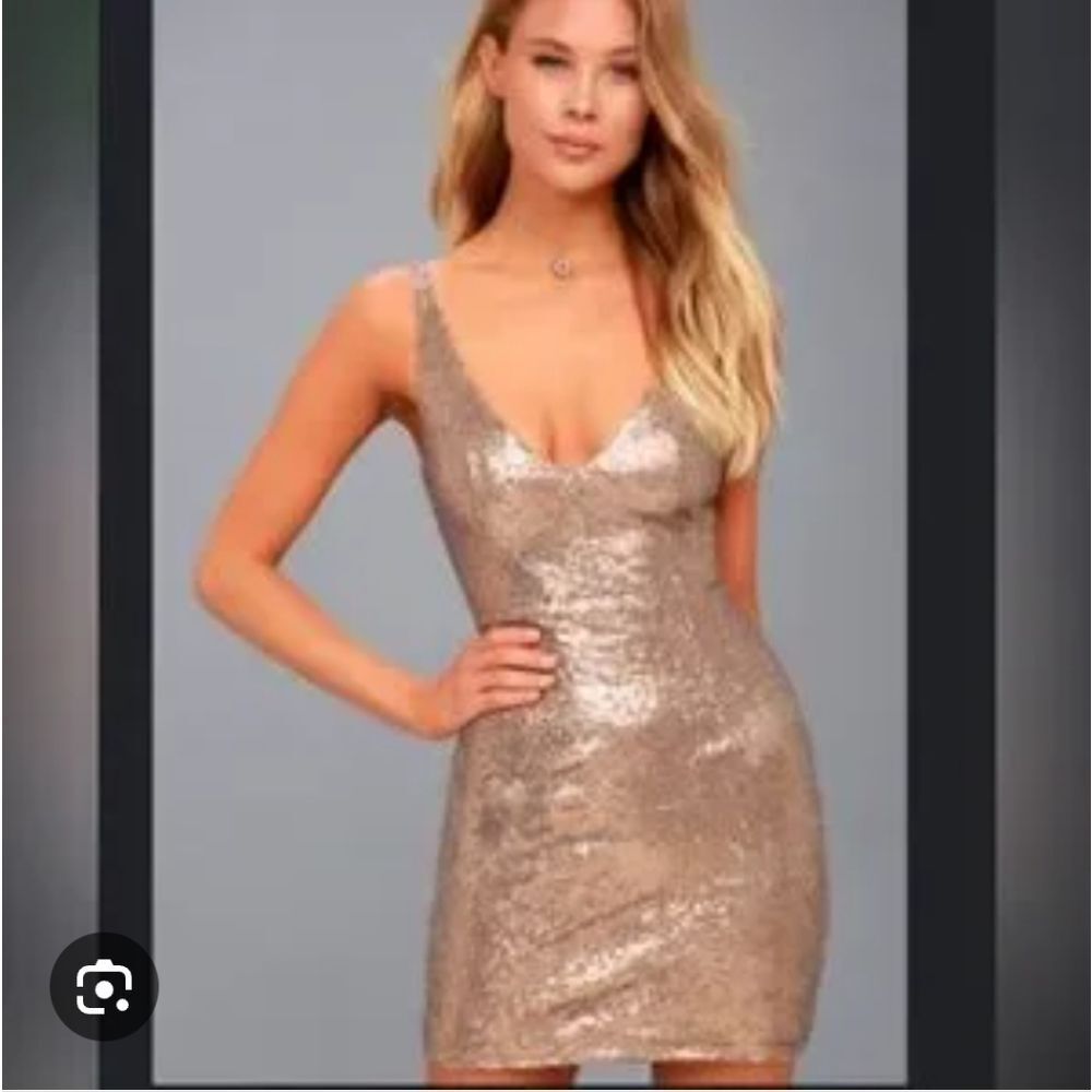Lulu's Gold Sequin Mini Dress Size M - Picture 2 of 13